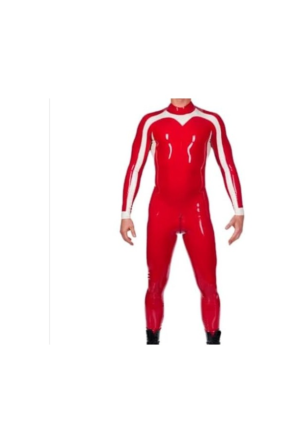 Combinaison En Caoutchouc Latex Rouge Et Blanc Cousue, Combinaison De Course, Jeu De Rôle, Fête, Personnalisée À La Main, 0.4