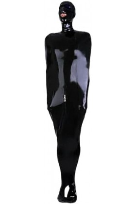 Sac De Corps De Sac De Nuit De Catsuit En Latex Gummi Pour Hommes Noirs Faits À La Main Avec Fermeture Éclair À Lentrejambe,