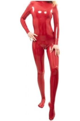Combinaison Catsuit En Caoutchouc Rouge Pour Femmes, Faite À La Main, Poitrine 3D En Latex Avec Fermeture Éclair À Lentrejam