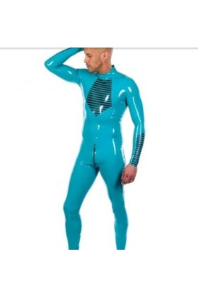 Combinaison Bleue En Caoutchouc Latex Pour Hommes, Uniforme De Course De Fête De Jeu De Rôle Personnalisé À La Main 0.4mm,Ble