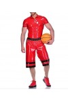 Uniforme En Latex Pour Hommes, Chemise Et Short Noir Rouge, 0.4mm-rouge,Couleur Personnalisée,S