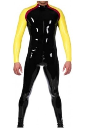 Combinaison En Caoutchouc Latex 100% Noir Et Jaune, Combinaison Patchwork, Costume De Course, Jeu De Rôle, Fête, 0.4mm, Perso