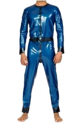 Combinaison En Caoutchouc Latex Bleu Vif Pour Hommes, Jeu De Rôle, Uniforme De Course, Beau, Fête, Confortable 0.4mm,Bleu,XXL