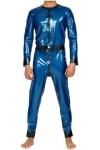 Combinaison En Caoutchouc Latex Bleu Vif Pour Hommes, Jeu De Rôle, Uniforme De Course, Beau, Fête, Confortable 0.4mm,Bleu,XXL