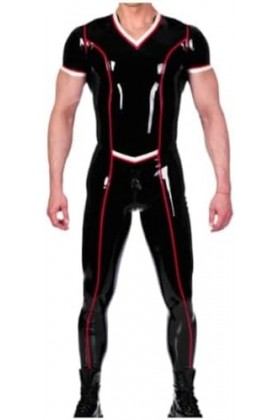 Combinaison De Course Une Pièce En Caoutchouc Latex Noir, Tenue De Jeu De Rôle Personnalisée À La Main, 0.4mm,Noir,XXL