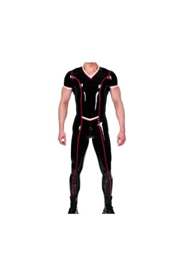 Combinaison De Course Une Pièce En Caoutchouc Latex Noir, Tenue De Jeu De Rôle Personnalisée À La Main, 0.4mm,Noir,XXL