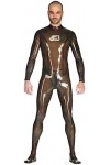 Catsuit En Caoutchouc Latex Transparent Pour Hommes, Body Avec Fermeture Éclair À Lentrejambe Arrière,Or,XS
