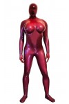 Sexy Men Latex Full Body Catsuit Rubber Bodysuits Hood Fake Breast Pocket Crossdress with Crotch Zipper