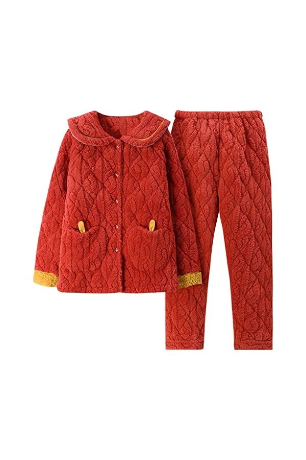 Ensembles de Pyjamas pour Femmes en Flanelle épaisse dhiver Pyjamas de Nuit Chauds dautomne Homewear Costume de Maison épai