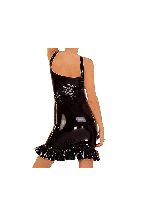 PODSI Robe en Latex Noir pour Femme sans Fermeture éclair, Rose bébé, L
