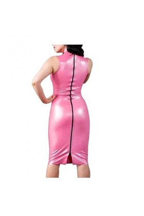 PODSI Robe en Latex Rose Faite à la Main avec Fermeture éclair au Dos,Rose bébé,M