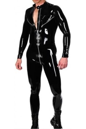 100% Latex Rubber Gummmi Black One-Piece Zip Finish Role Play Party Hand Customized 0.4mm,Couleur Personnalisée,XXL