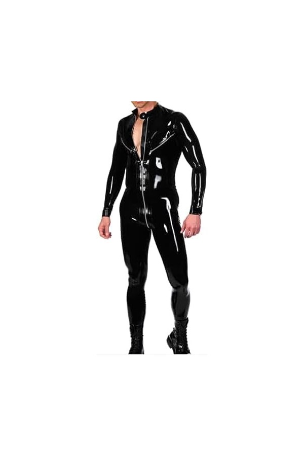 100% Latex Rubber Gummmi Black One-Piece Zip Finish Role Play Party Hand Customized 0.4mm,Couleur Personnalisée,XXL