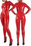 Body En Latex Fermeture À Glissière Arrière Avec Chaussettes Combinaison En Caoutchouc Tenue De Club Costumes,Rouge,XXL