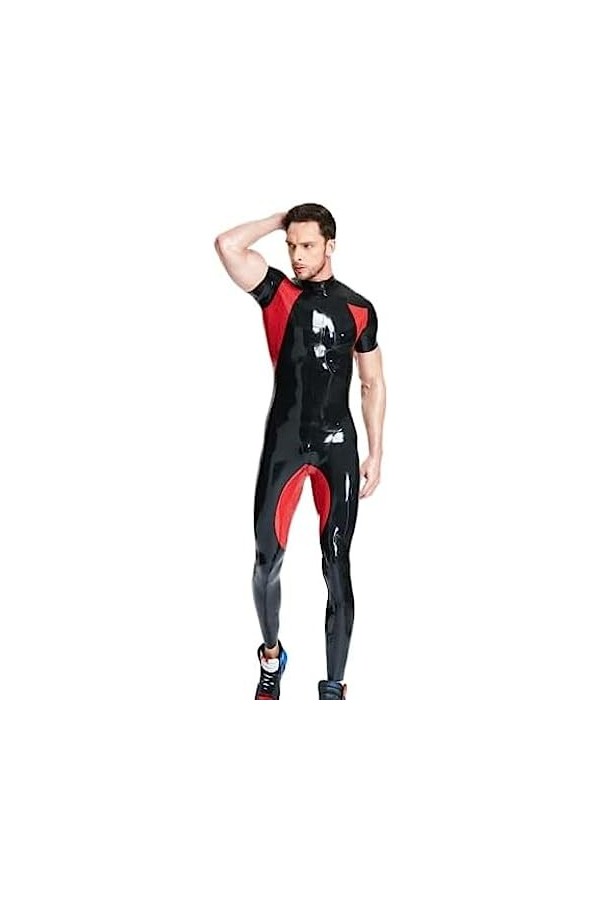 Catsuit Sportif À Manches Courtes Pour Hommes Catsuit En Latex Costume En Caoutchouc Latex,Couleur Personnalisée,XL