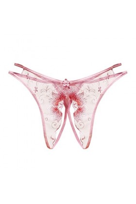 BIISDOST Femmes Taille Basse Sexy Fleur évider Transparent Maille String Ouvert Entrejambe sous-vêtements gratuits Ensemble T