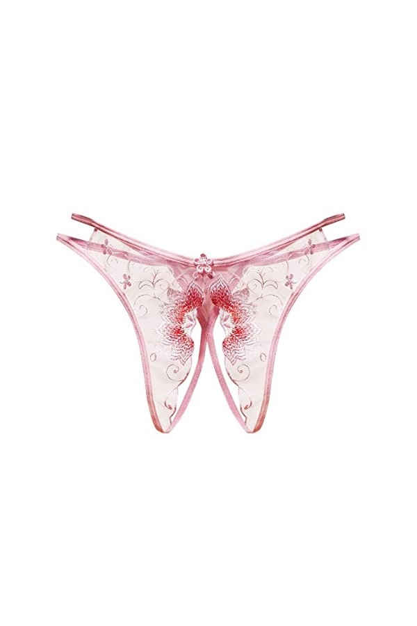 BIISDOST Femmes Taille Basse Sexy Fleur évider Transparent Maille String Ouvert Entrejambe sous-vêtements gratuits Ensemble T