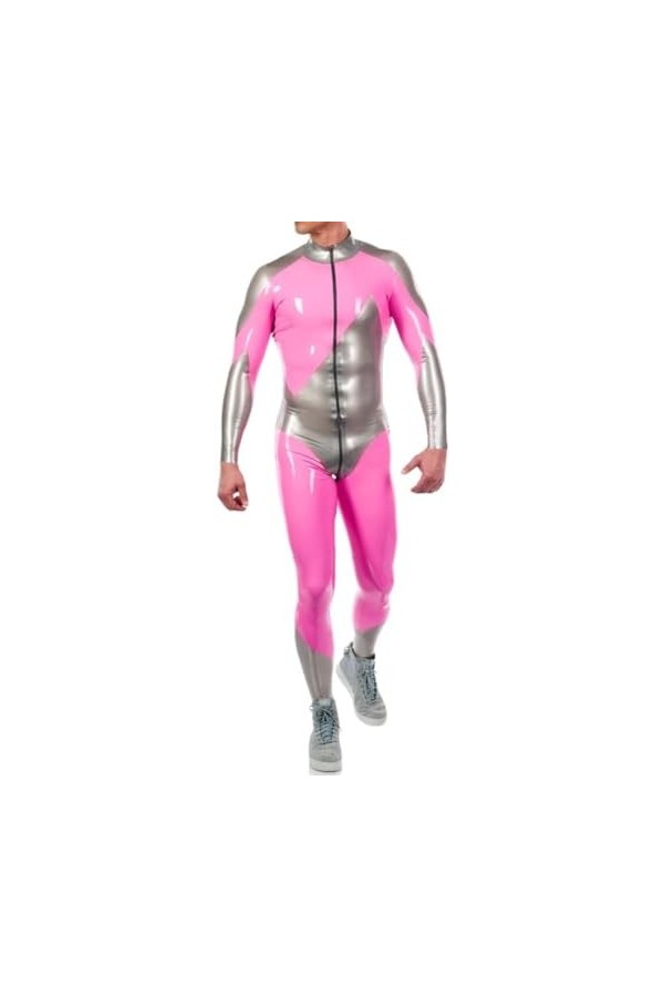 Corsets Sexy En Latex Avec,Argent Avec Rose,L