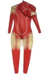 Combinaison Catsuit En Latex 100% Caoutchouc, Panneau Rouge Et Transparent, Body Slim Avec Capuche, Dimensions 0.4mm,Rouge,L