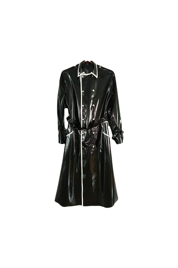 Veste Longue Sexy Noire En Caoutchouc Latex, Ceinture Noire, Confortable, Jeu De Rôle,Couleur Personnalisée,S