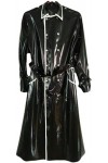 Veste Longue Sexy Noire En Caoutchouc Latex, Ceinture Noire, Confortable, Jeu De Rôle,Couleur Personnalisée,S