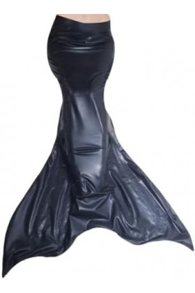 Sirène Sexy En Latex Noir Avec Fermeture Éclair Au Dos Et À La Queue, Combishort Moulant En Caoutchouc,Couleur De Limage,XXL