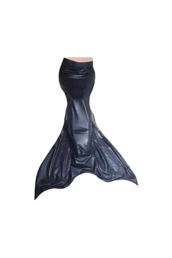 Sirène Sexy En Latex Noir Avec Fermeture Éclair Au Dos Et À La Queue, Combishort Moulant En Caoutchouc,Couleur De Limage,XXL