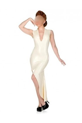 PODSI Robe Sexy en Latex avec Fermeture à Glissière au Dos Robe en Caoutchouc en Queue de Poisson Robe en Latex de Style Monr