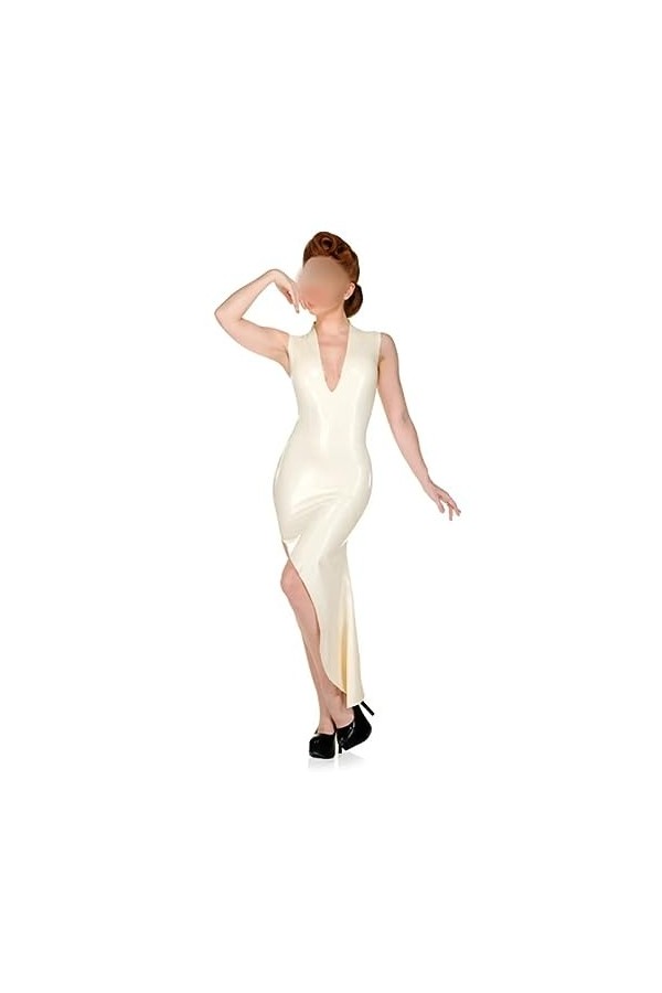 PODSI Robe Sexy en Latex avec Fermeture à Glissière au Dos Robe en Caoutchouc en Queue de Poisson Robe en Latex de Style Monr