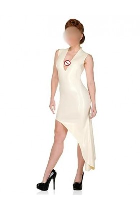 PODSI Robe Sexy en Latex avec Fermeture à Glissière au Dos Robe en Caoutchouc en Queue de Poisson Robe en Latex de Style Monr