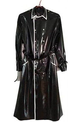 IDOBLO Latex Manteau Caoutchouc Unisexe Noir Et Blanc Belle Veste,Autres Couleurs,3XL