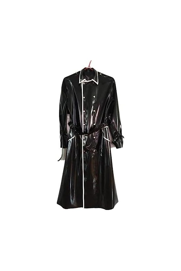 IDOBLO Latex Manteau Caoutchouc Unisexe Noir Et Blanc Belle Veste,Autres Couleurs,3XL