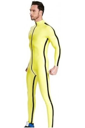 Homme Bandes Contrastées Catsuit Latex Catsuit Caoutchouc Costume Latex,Jaune-noir,S