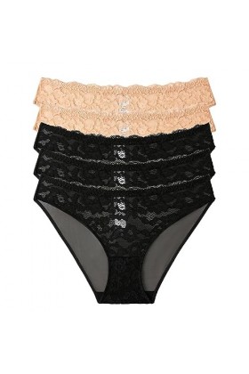 Necalisi Culotte Femme Lot de 5 Multicolore-4 Culotte Cheeky brésilienne en Coton et Dentelle Femme Culotte Dentelle Sexy pou