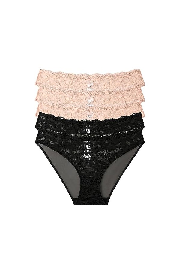 Necalisi Culotte Femme Lot de 5 Multicolore-4 Culotte Cheeky brésilienne en Coton et Dentelle Femme Culotte Dentelle Sexy pou