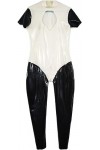 IDOBLO Body À Manches Courtes En Latex Unisexe Noir Et Blanc,Couleur Personnalisée,XL
