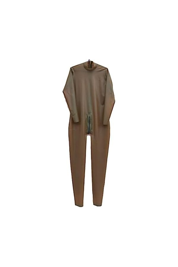 IDOBLO Latex Caoutchouc Body Suit Party Body Manches Longues Party,Café Masculin,L