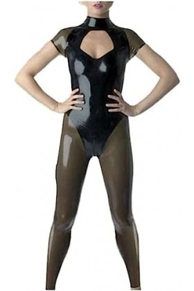 Latex Caoutchouc Noir Et Gris Couleur Correspondant Sexy One-Piece Party, Jeu De Rôle, Usage Quotidien, Personnaliser,Noir,XS