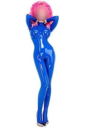 Femmes Latex Catsuit Skinny ClothesParty Costume Bleu Combinaison Racing Vêtements-Personnaliser,Bleu,XXL