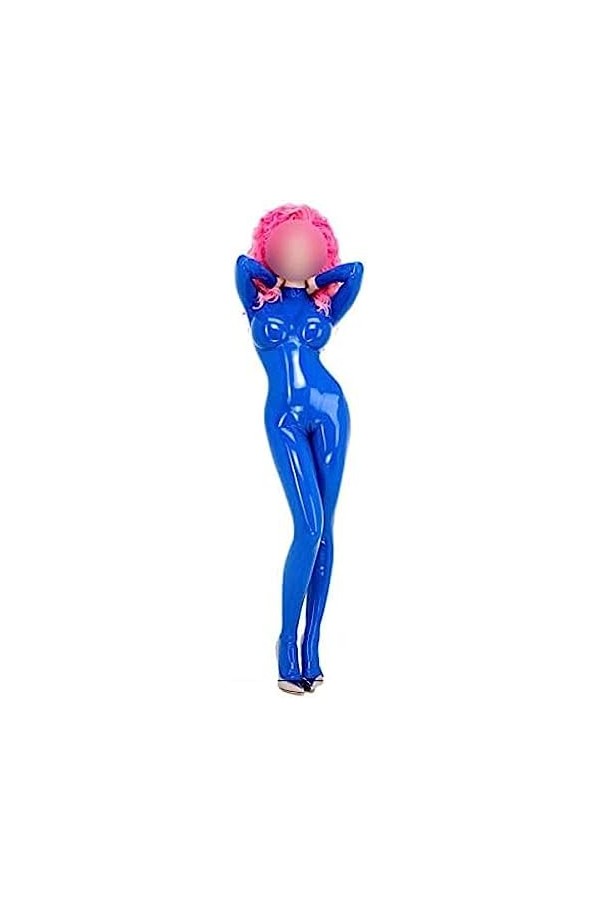 Femmes Latex Catsuit Skinny ClothesParty Costume Bleu Combinaison Racing Vêtements-Personnaliser,Bleu,XXL