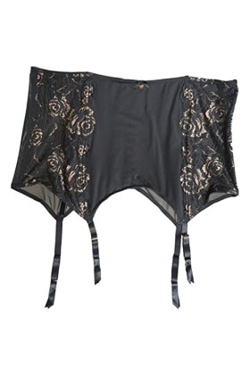 ZTTTD Garters Black Flower Print Femmes Sexe sous Ceintures sous-Taille Haute 6 Boucles en métal Garter Garter Garter for Sto