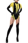 Latex Caoutchouc Jaune Et Noir Couleur Correspondant Collants Fitness Costume Sexy Fête Piscine Vacances 0.4mm,Couleur Person