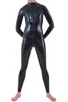 Hommes Latex Catsuit Avant Fermeture À Glissière À La Main Body En Caoutchouc Combinaison Club Wear,Noir,X-Petit