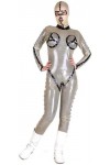 Combinaison En Latex Pour Femmes, Corps Complet En Caoutchouc, Catsuit Noir Transparent Avec Couvre-chef,Argent,S