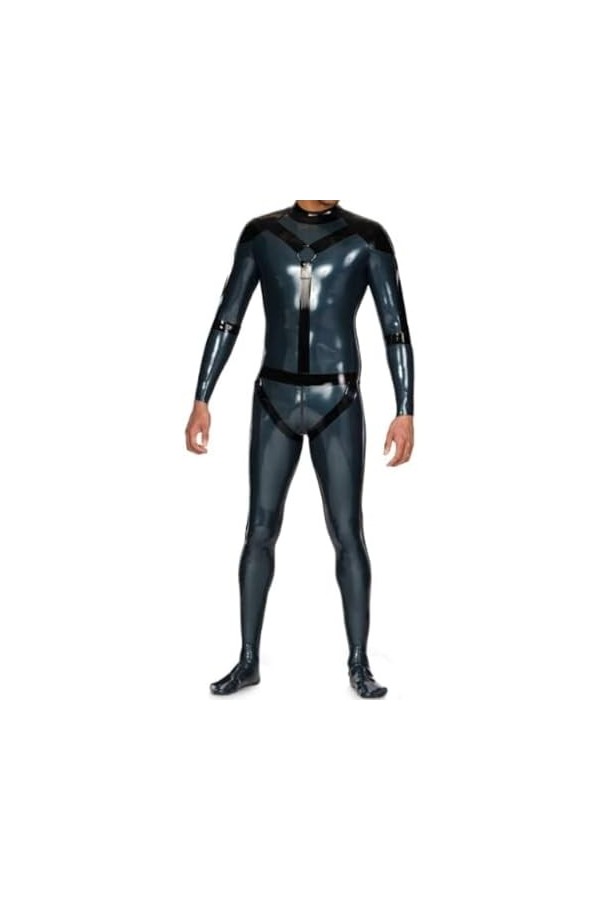 Combinaison Ample En Latex Bleu Foncé Pour Hommes, Uniforme De Course, Jeu De Rôle De Fête, Décoration Noire Personnalisée À 