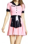 GOCTRN Uniforme De Demoiselle Dhonneur Française En Latex, Rose Et Noir, Sexy, Avec Boutons, Garnitures Sur Le Devant, Tabli