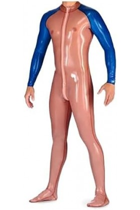Latex Caoutchouc Bleu Clair Patchwork Hommes Onesie, Jeux De Rôle, Occasions Spéciales, Fêtes, Confortable 0,4 Mm,Bleu Transp