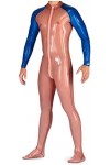 Latex Caoutchouc Bleu Clair Patchwork Hommes Onesie, Jeux De Rôle, Occasions Spéciales, Fêtes, Confortable 0,4 Mm,Bleu Transp
