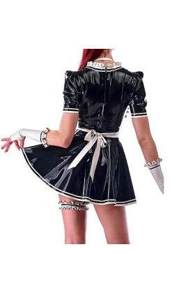 PODSI Robe Latex Caoutchouc Rouge Belle Femme Robe Jupe,Rouge,XXS