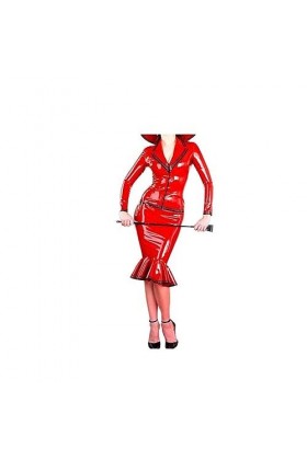 PODSI Robe Latex Caoutchouc Rouge Belle Femme Robe Jupe,Rouge,XL